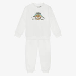 Moschino-Girls Creamy Rainbow Cotton Tracksuit | Childrensalon Outlet