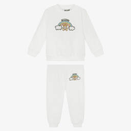 Moschino-Girls Creamy Rainbow Cotton Tracksuit | Childrensalon Outlet