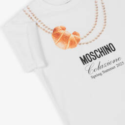 Moschino-Футболка из хлопка с подвеской в виде круассана для девочек | Childrensalon Outlet