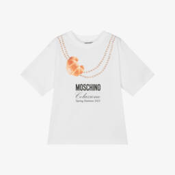 Moschino-Футболка из хлопка с подвеской в виде круассана для девочек | Childrensalon Outlet