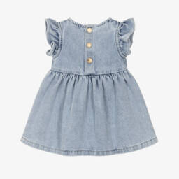 Moschino-Girls Denim Blue Floral Embroidery Dress | Childrensalon Outlet