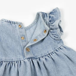 Moschino-Girls Denim Blue Floral Embroidery Dress | Childrensalon Outlet