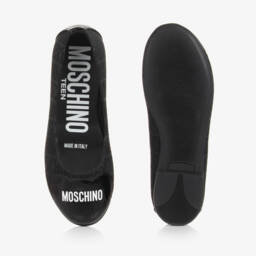 Moschino-Черные жаккардовые балетки для девочек | Childrensalon Outlet