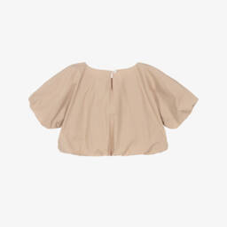 Moschino-Girls Elegant Beige Cotton Top | Childrensalon Outlet