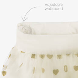 Moschino-Элегантная кремовая юбка из тюля с сердечками для девочек | Childrensalon Outlet