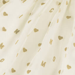 Moschino-Элегантная кремовая юбка из тюля с сердечками для девочек | Childrensalon Outlet