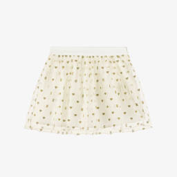 Moschino-Элегантная кремовая юбка из тюля с сердечками для девочек | Childrensalon Outlet