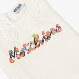 Moschino-تي شيرت دانتيل عاجي أنيق للبنات | Childrensalon Outlet