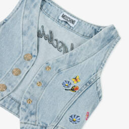 Moschino-Жилет из синего денима с украшениями для девочек | Childrensalon Outlet