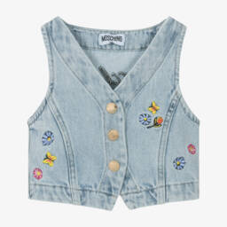 Moschino-Жилет из синего денима с украшениями для девочек | Childrensalon Outlet