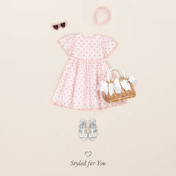 Moschino-Ободок с вышитыми сердцами розовый для девочек | Childrensalon Outlet