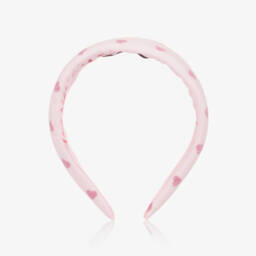 Moschino-Ободок с вышитыми сердцами розовый для девочек | Childrensalon Outlet