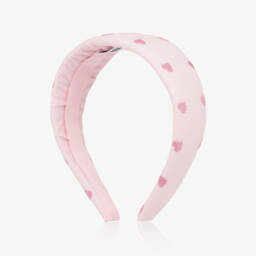 Moschino-Ободок с вышитыми сердцами розовый для девочек | Childrensalon Outlet