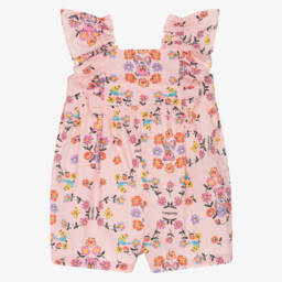 Moschino-Girls Floral Pink Cotton Romper | Childrensalon Outlet