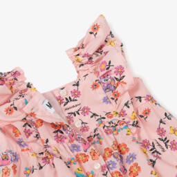 Moschino-Girls Floral Pink Cotton Romper | Childrensalon Outlet