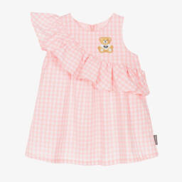 Moschino-Girls Gingham Frill Dress & Bloomers | Childrensalon Outlet
