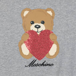 Moschino Кид-Тин-Серый хлопковый свитшот с сердцем | Childrensalon Outlet