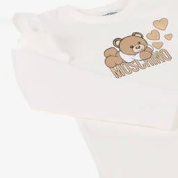 Moschino Kid-Teen-Girls Ivory Bear Jersey Top | Childrensalon Outlet