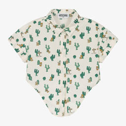 موسكينو Kid-Teen-قميص بطبعة بير قطن بوبلين لون عاجي للبنات | Childrensalon Outlet