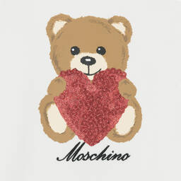 Moschino Малыши-Кремовое хлопковое платье с медвежонком | Childrensalon Outlet