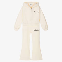 Moschino Kid-Teen-Girls Ivory Cotton Tracksuit | Childrensalon Outlet