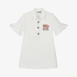 Moschino-Платье из кремового денима с медвежонком для девочек | Childrensalon Outlet