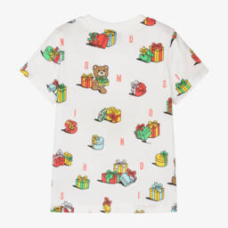 Moschino Kid-Teen-تيشيرت بنقشة هدايا الإحتفالات قطن لون عاجي | Childrensalon Outlet