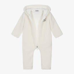 Moschino Baby-Girls Ivory Fleece Pramsuit | Childrensalon Outlet