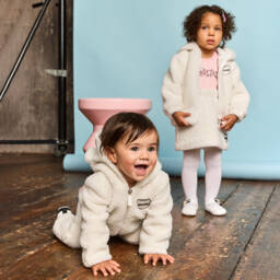 Moschino Baby-Girls Ivory Fleece Pramsuit | Childrensalon Outlet