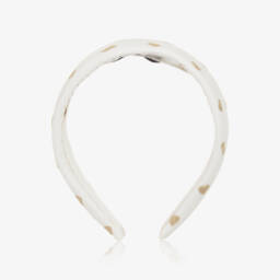 Moschino-Ободок кремовый для девочек с золотыми сердцами | Childrensalon Outlet