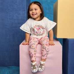 Moschino-Girls Ivory & Pink Floral Duo | Childrensalon Outlet