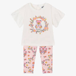 Moschino-Girls Ivory & Pink Floral Duo | Childrensalon Outlet