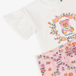 Moschino-Girls Ivory & Pink Floral Duo | Childrensalon Outlet