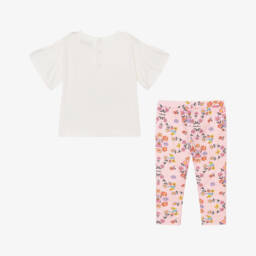 Moschino-Girls Ivory & Pink Floral Duo | Childrensalon Outlet