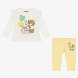 Moschino Baby-Girls Ivory & Yellow Cotton Leggings Set | Childrensalon Outlet