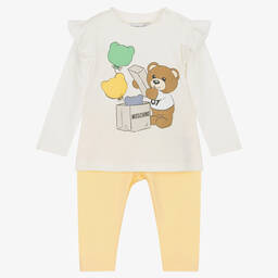 Moschino Baby-Girls Ivory & Yellow Cotton Leggings Set | Childrensalon Outlet