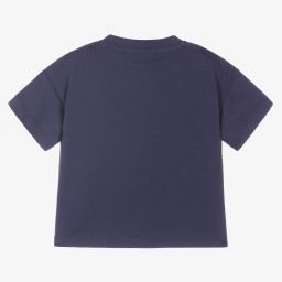 Moschino Малыши-Синяя хлопковая футболка для девочек | Childrensalon Outlet