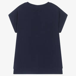 Moschino Kid-Teen-تيشيرت قطن جيرسي لون كحلي للبنات | Childrensalon Outlet