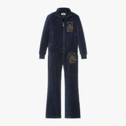 Moschino Kid-Teen-Girls Navy Velour Bear Set | Childrensalon Outlet