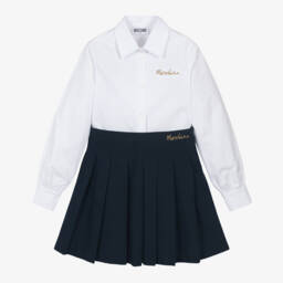 Moschino Kid-Teen-Girls Off-White & Navy Skirt Ensemble | Childrensalon Outlet