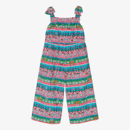 Moschino Kid-Teen-Girls Pink & Blue Cotton Logo Jumpsuit | Childrensalon Outlet