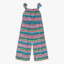 Moschino Kid-Teen-Girls Pink & Blue Cotton Logo Jumpsuit | Childrensalon Outlet