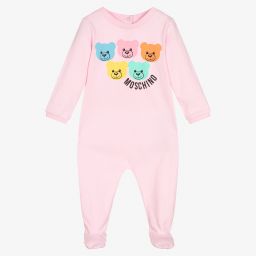 Moschino Baby-Girls Pink Cotton Babygrow | Childrensalon Outlet