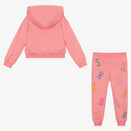 Moschino Kid-Teen-Girls Pink Cotton Embroidered Logo Tracksuit | Childrensalon Outlet