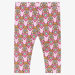 Moschino Baby-Girls Pink Cotton Leggings | Childrensalon Outlet