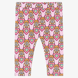 Moschino Baby-Girls Pink Cotton Leggings | Childrensalon Outlet