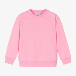 Moschino Кид-Тин-Girls Pink Cotton Logo Sweatshirt | Childrensalon Outlet