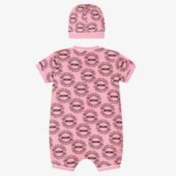Moschino Малыши-Розовый песочник и шапочка из хлопка для девочек | Childrensalon Outlet