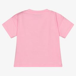 Moschino Малыши-Розовая хлопковая футболка для девочек | Childrensalon Outlet