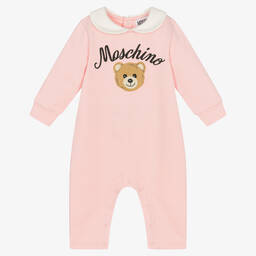 Moschino Малыши-Розовый хлопковый комбинезон Teddy Bear | Childrensalon Outlet